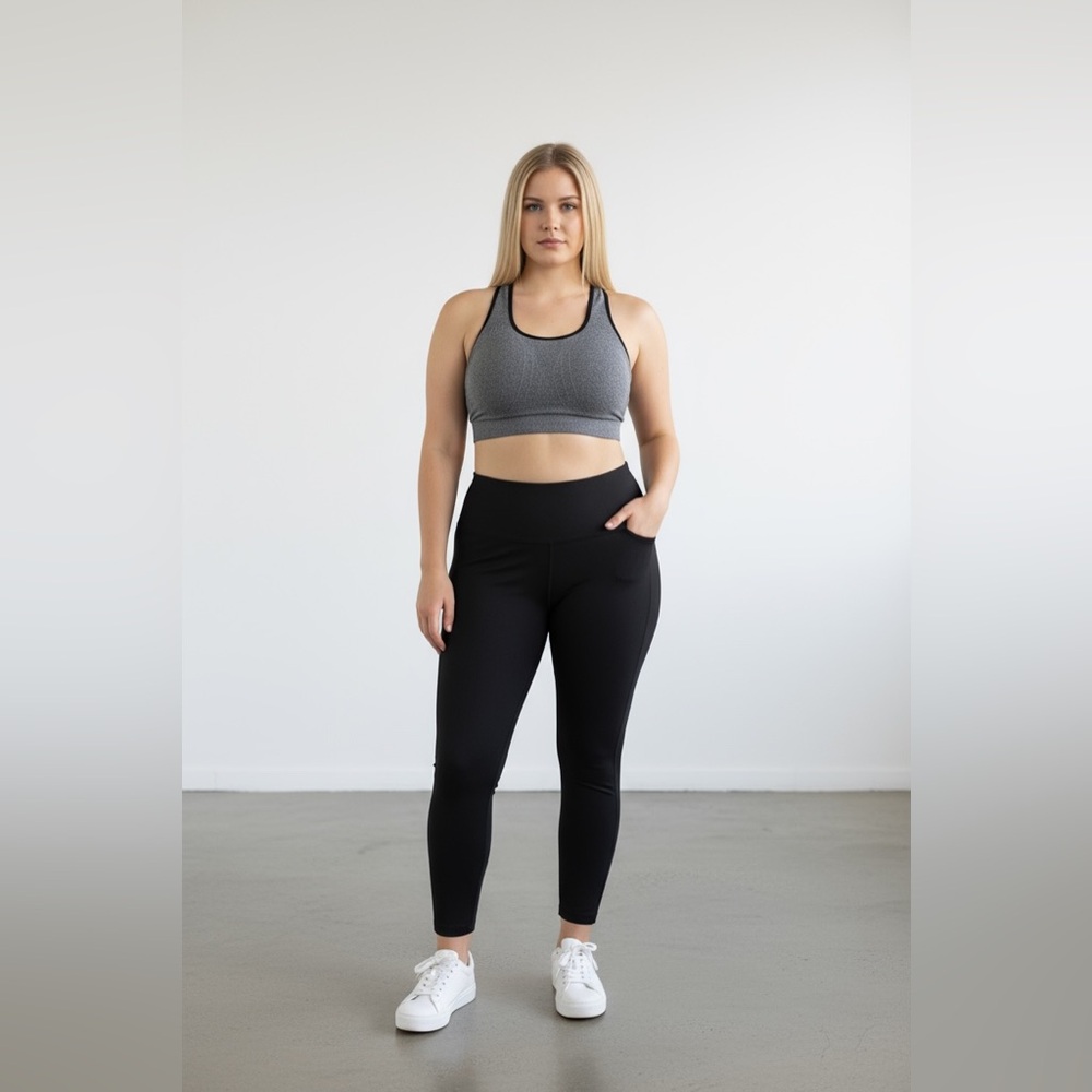 Truekind Seamless Racerback Sports‎ Bra Comfortable Black Activewear